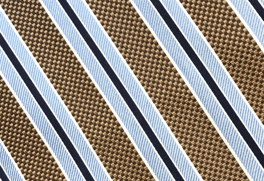 Cravate sur mesure 7 plis - Rayures bleu, fond marron