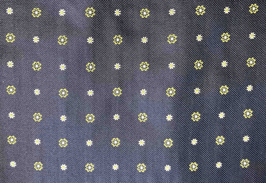 Cravate sur mesure 3 plis - bleu marine motif fleurs