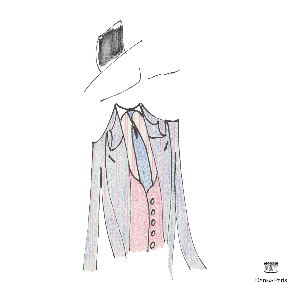Cravate en soie à motif poids, doublée, costume bleu à rayure bleu et gilet rose