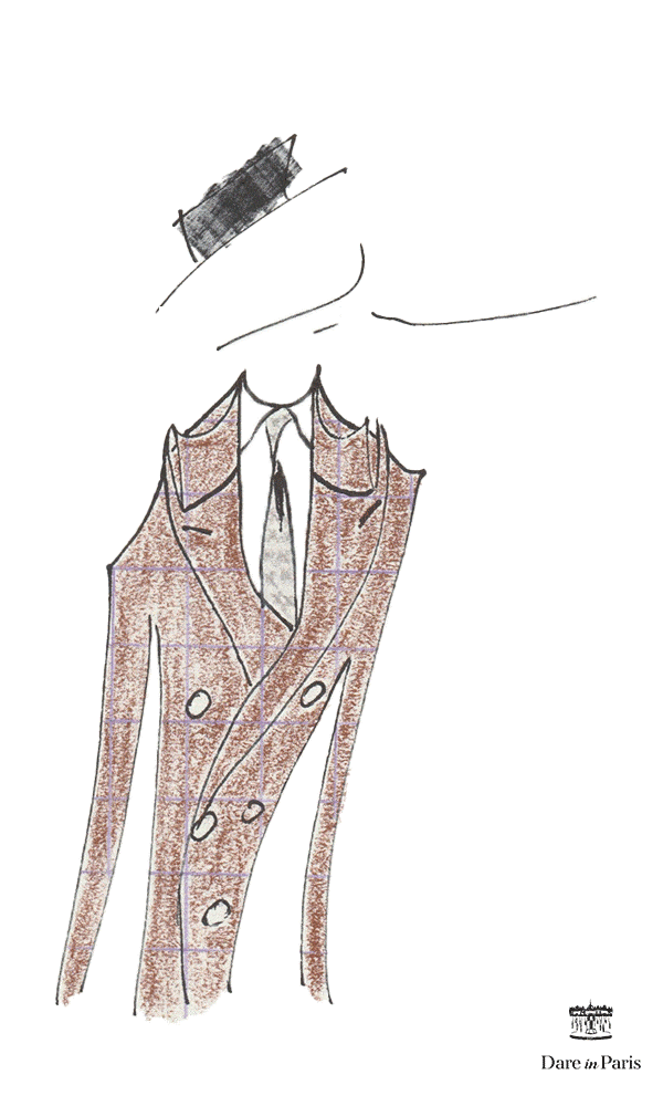 Idée d'association cravate argentée costume croisé
