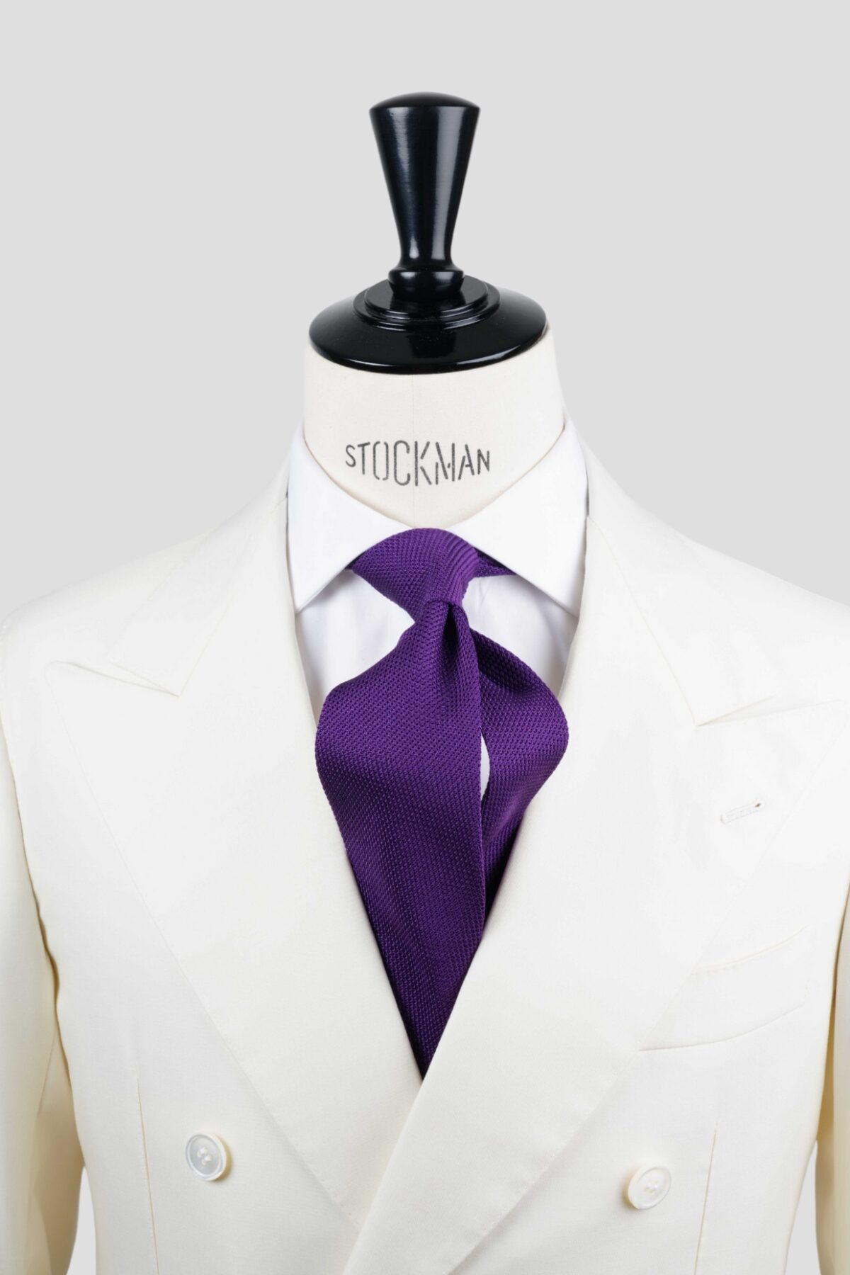 Cravate sartoriale à 3 plis, tissée en étamine de soie, violet