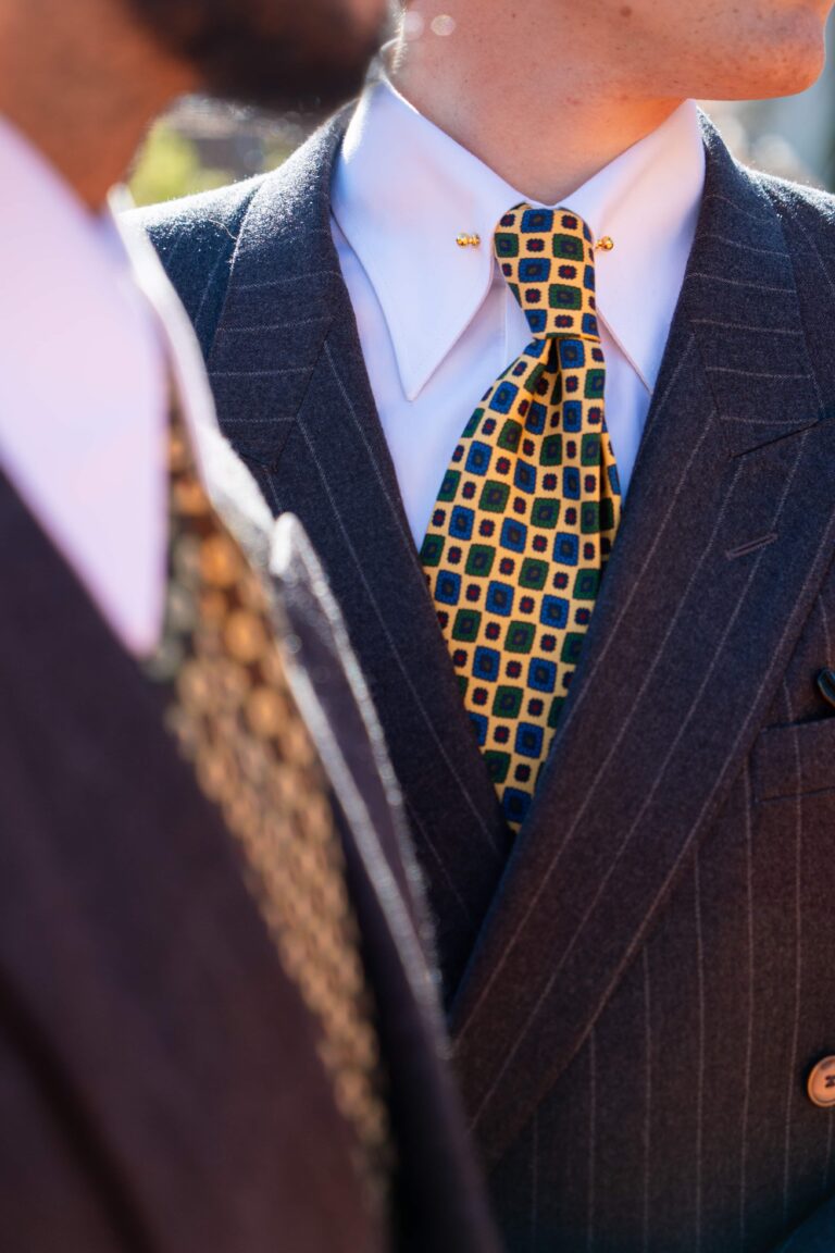 Cravate jaune - Soie imprimée 3 plis artisanale