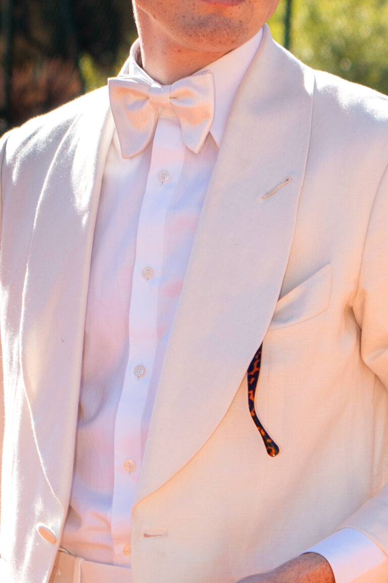 Nœud papillon blanc soie piquée – Le Plongeant – Fait main à Paris