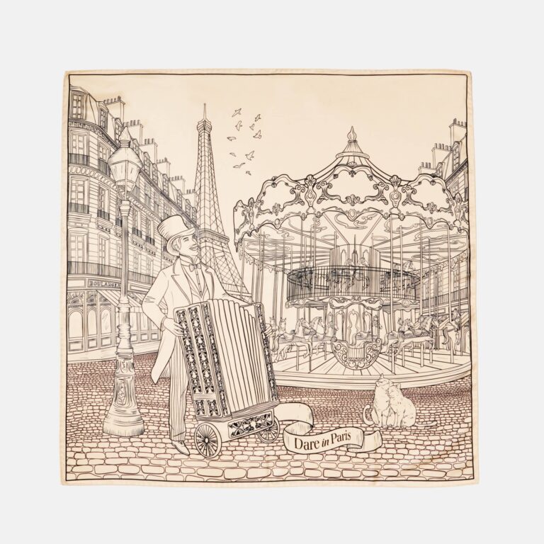 Carré de soie noir & blanc cassé, L’Orgue du Boulevard