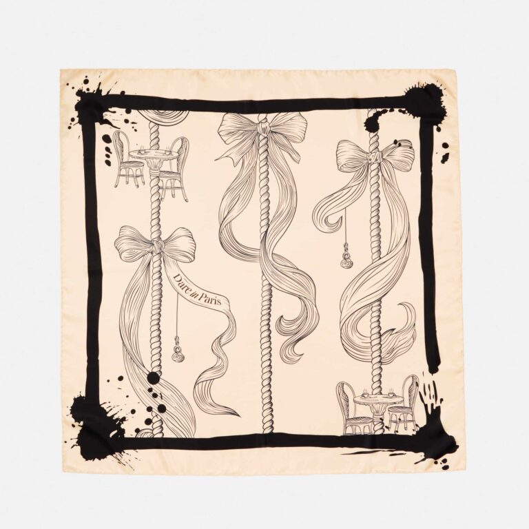 Carré de soie luxe noir & blanc cassé, Rayures de carrousel