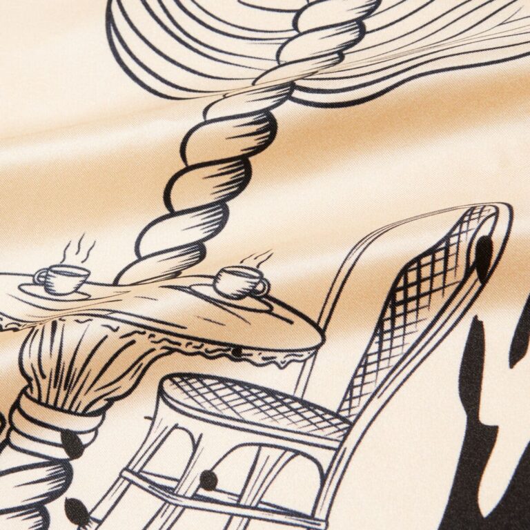 Carré de soie luxe noir & blanc cassé, Rayures de carrousel