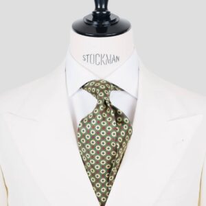 Cravate verte – Soie imprimée 3 plis artisanale