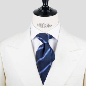Cravate club marine – Soie tissée 3 plis artisanale