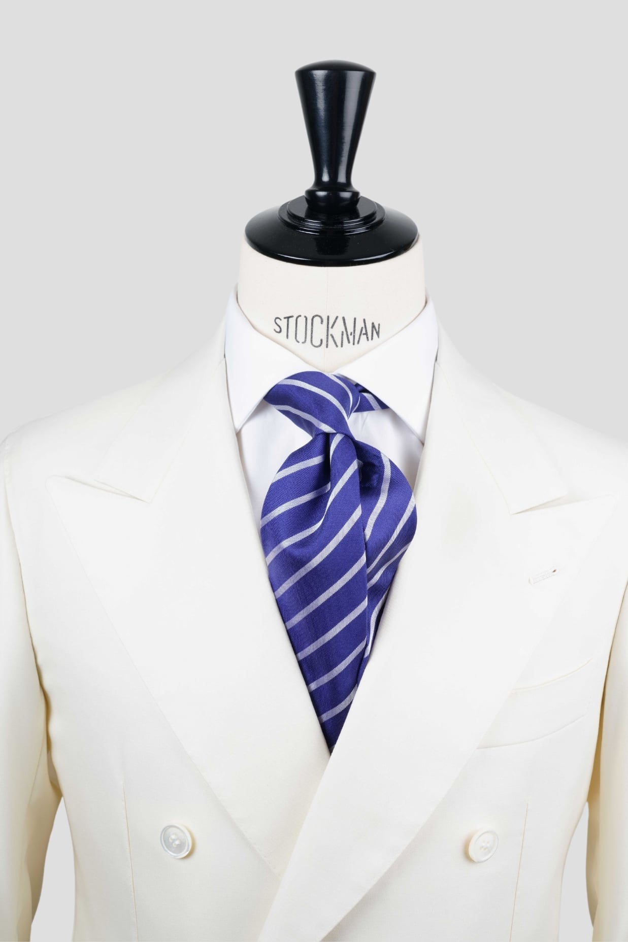 Cravate bleu violet à rayures - Soie tissée 3 plis artisanale