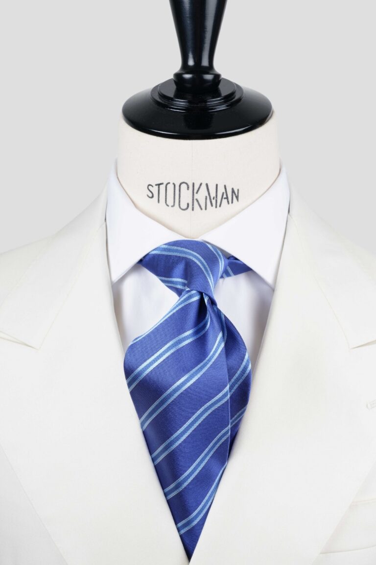 Cravate club bleu clair - Soie tissée 3 plis artisanale