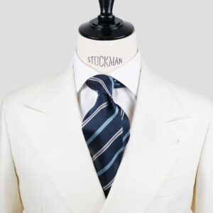 Cravate bleu club – Soie tissée 3 plis artisanale