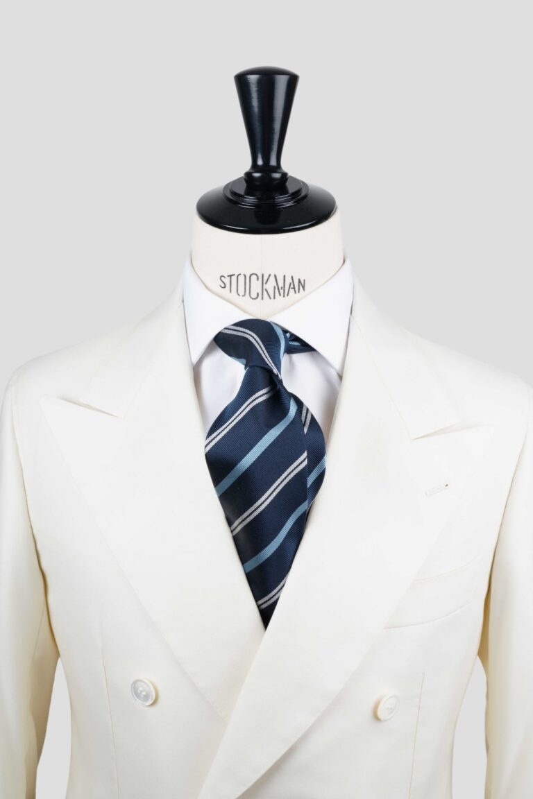 Cravate bleu club - Soie tissée 3 plis artisanale