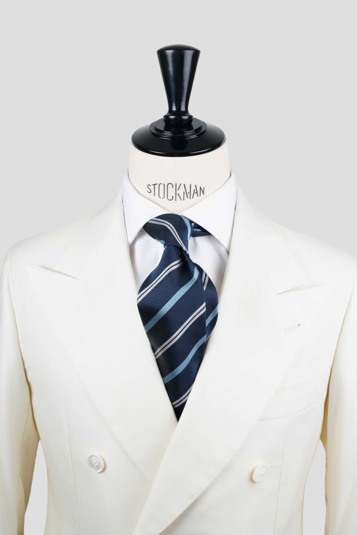 Cravate bleu club - Soie tissée 3 plis artisanale