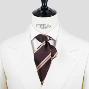 Cravate club marron – Soie tissée 3 plis artisanale