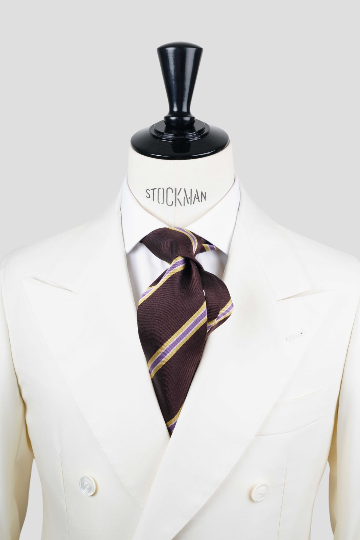 Cravate club marron – Soie tissée 3 plis artisanale