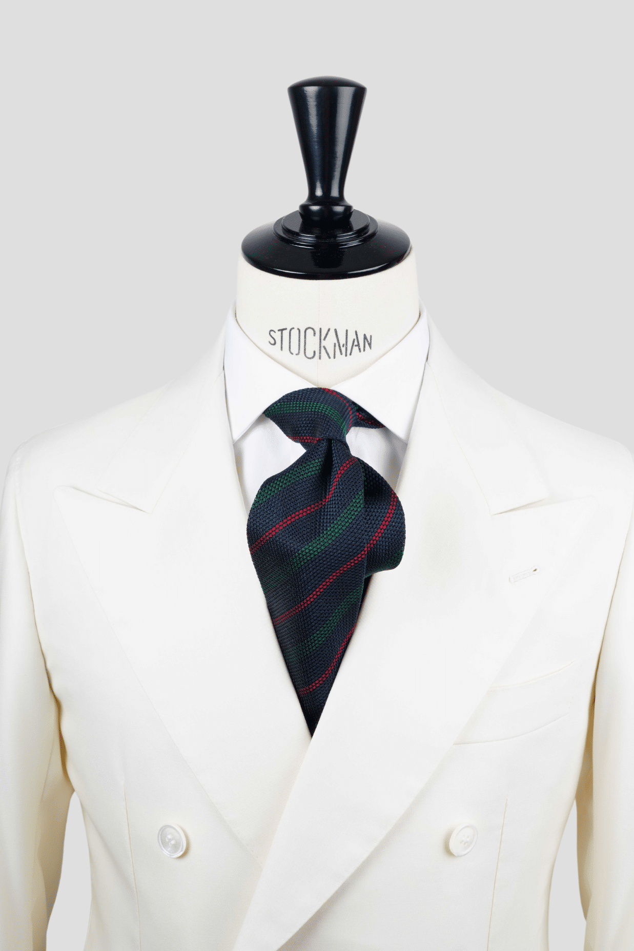 Cravate bleu et vert à rayures - Soie tissée 3 plis artisanale