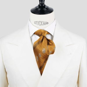 Cravate marron à rayures – Soie tissée 3 plis artisanale