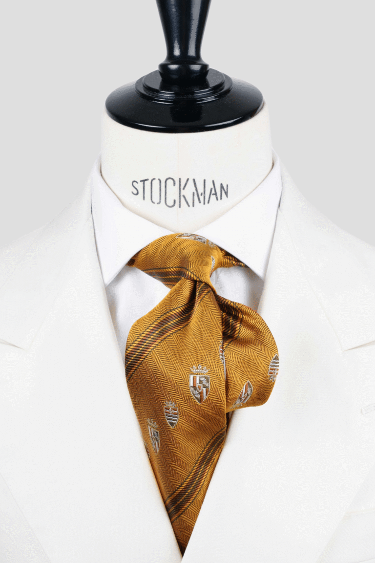 Cravate marron à rayures - Soie tissée 3 plis artisanale