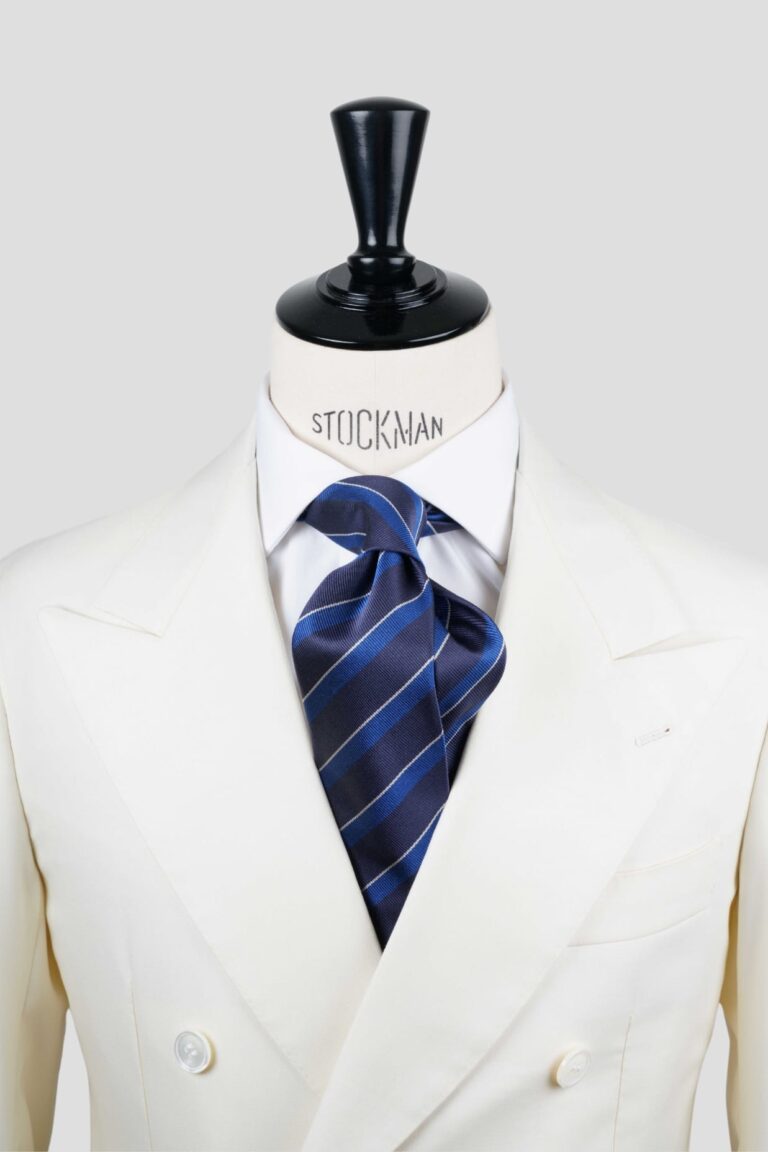 Cravate club bleu marine - Soie tissée 3 plis artisanale