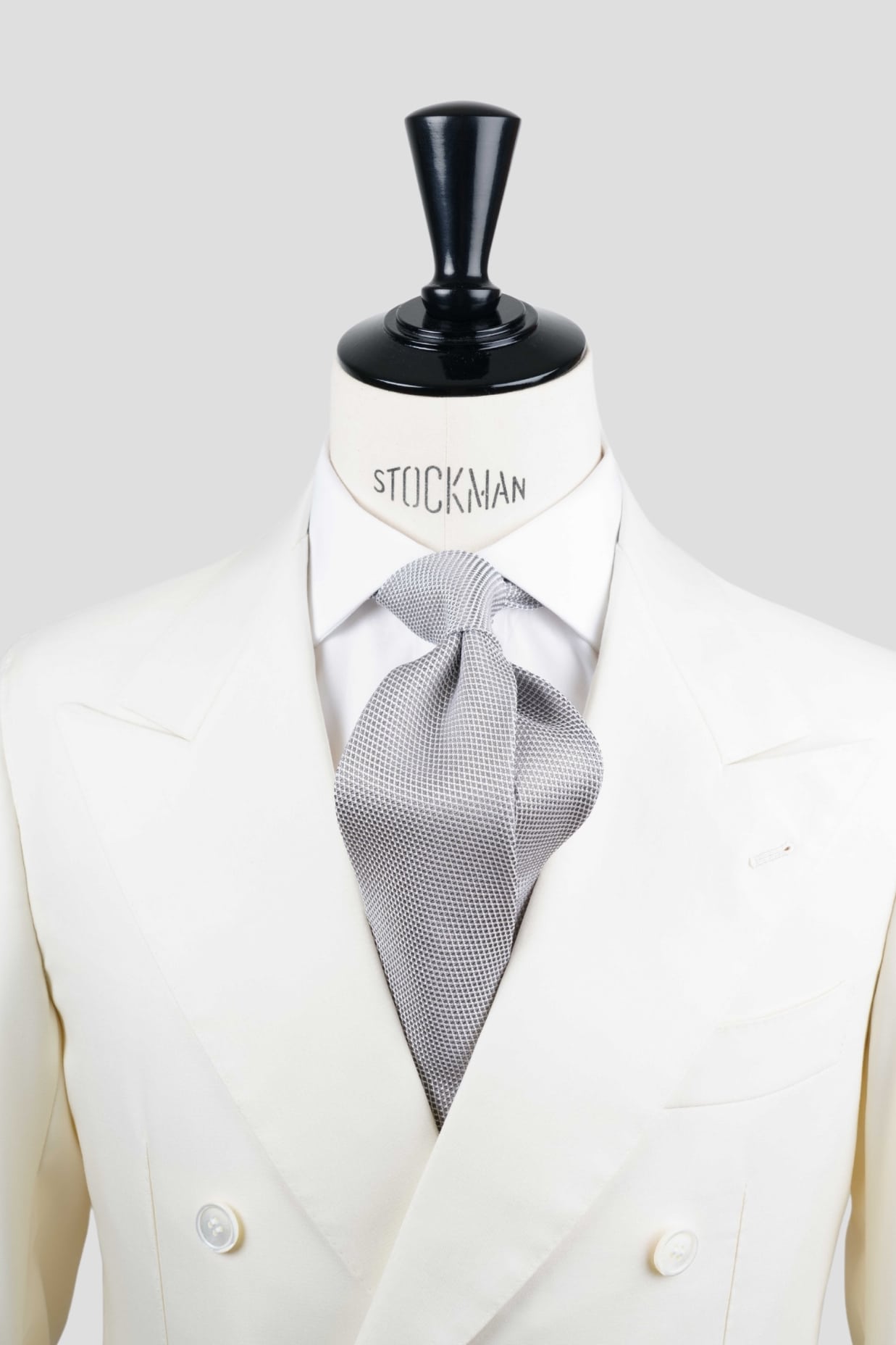 Cravate grise - Etamine de soie tissée 3 plis artisanale