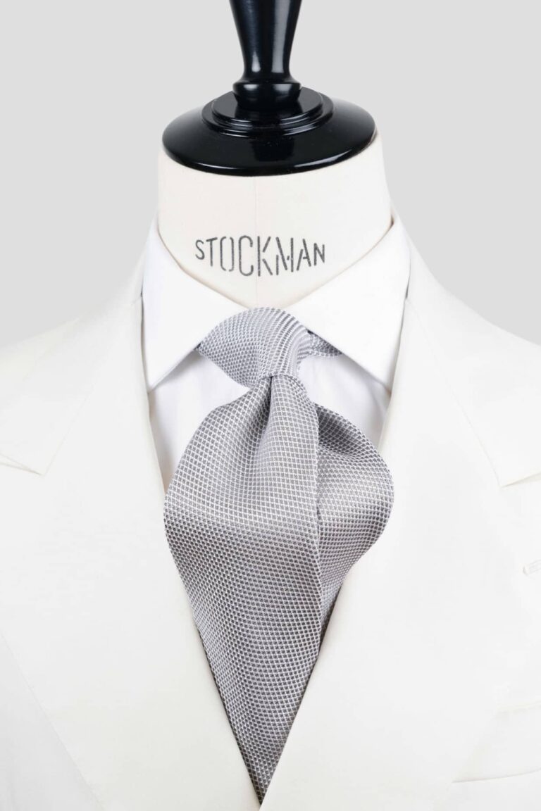 Cravate grise - Etamine de soie tissée 3 plis artisanale