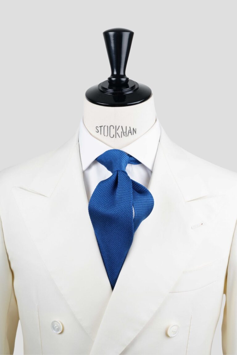 Cravate bleu uni - Etamine de soie tissée - 3 plis artisanale