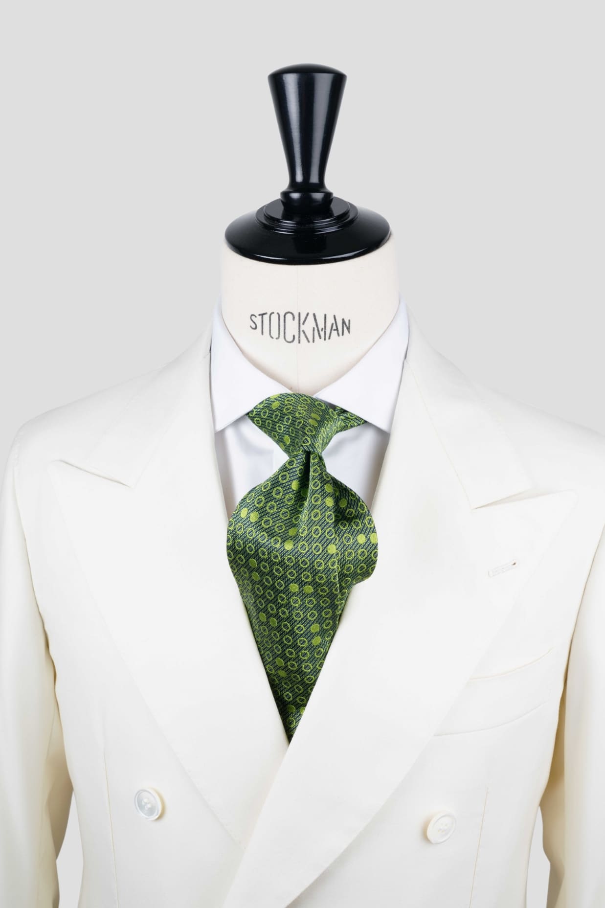 Cravate 7 plis verte - Soie imprimée madder - fait main à Paris