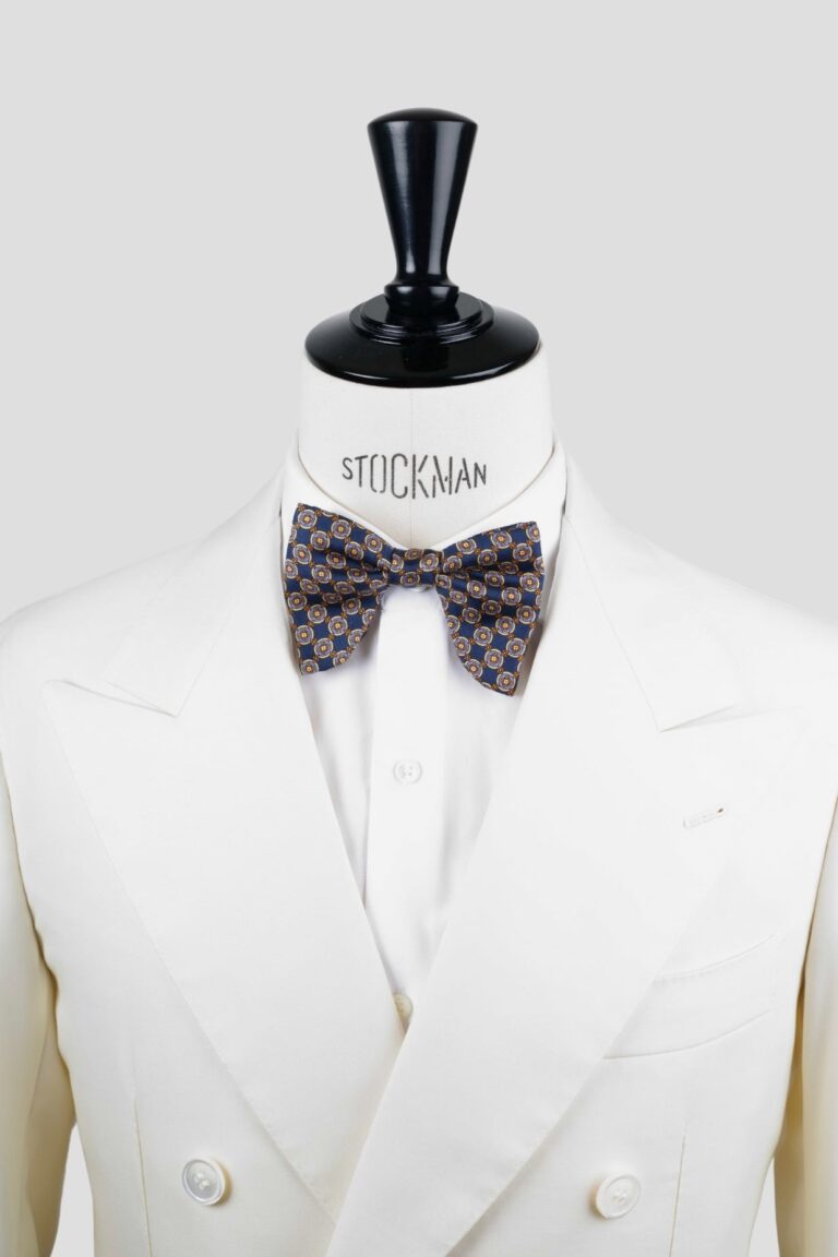 Nœud papillon bleu soie imprimée – Le Plongeant – Fait main à Paris