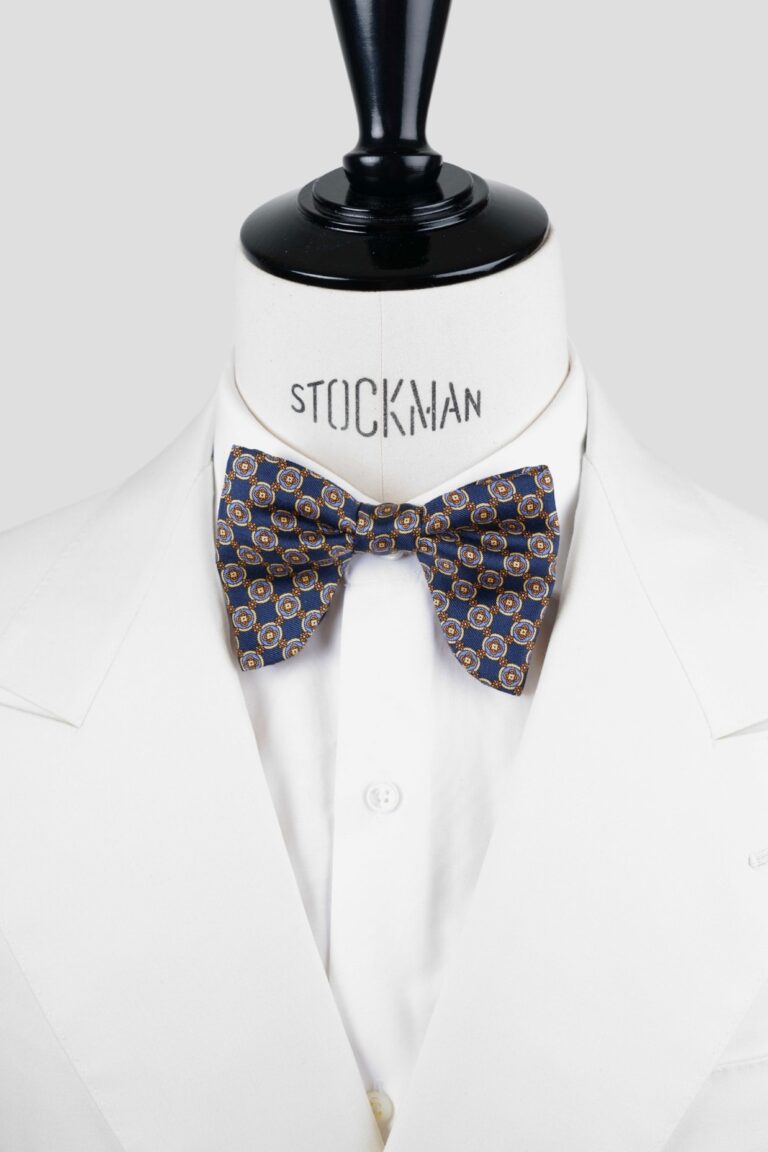 Nœud papillon bleu soie imprimée – Le Plongeant – Fait main à Paris