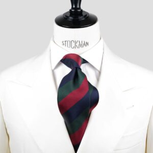 Cravate rouge à rayures blocs – Soie tissée 3 plis artisanale