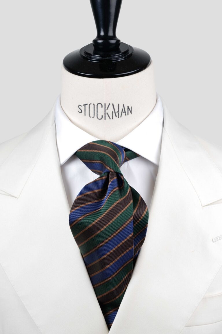 Cravate multi rayures - Soie tissée 3 plis artisanale