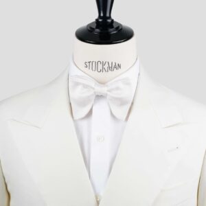 Nœud papillon blanc soie piquée – Le Plongeant – Fait main à Paris