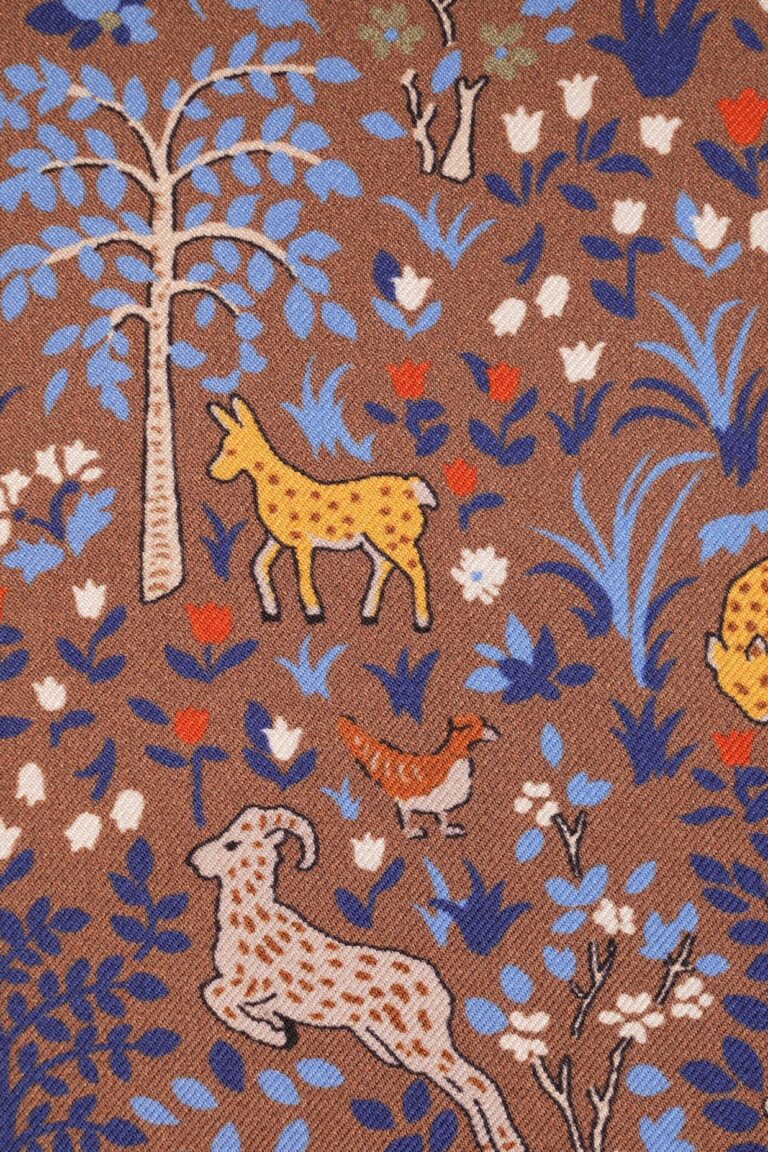 Foulard soie naturelle marron - Fait main en Italie