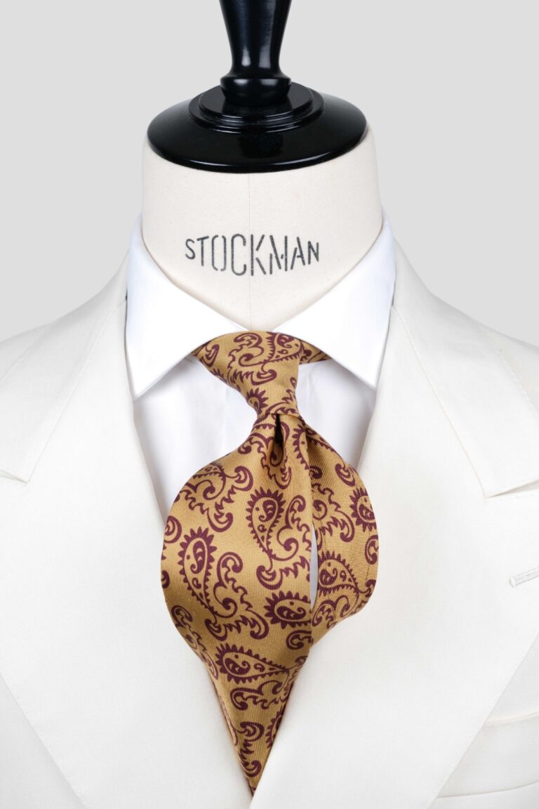 Cravate 7 plis - Soie imprimée madder - fait main en Italie