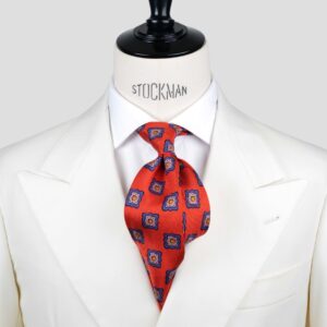 Cravate corail – Soie imprimée madder – 7 plis artisanale