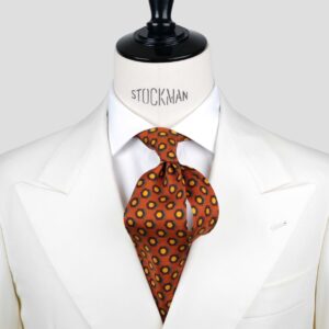 Cravate marron foncé – Soie imprimée madder – 7 plis artisanale