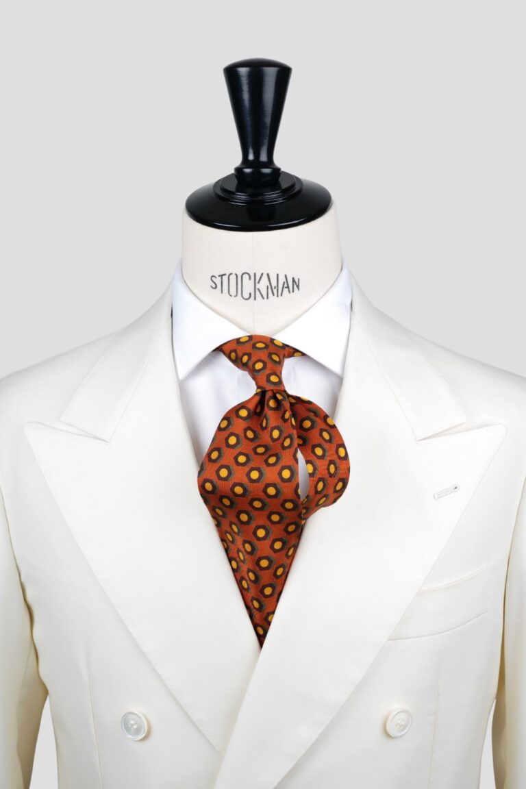 Cravate marron foncé - Soie imprimée madder - 7 plis artisanale