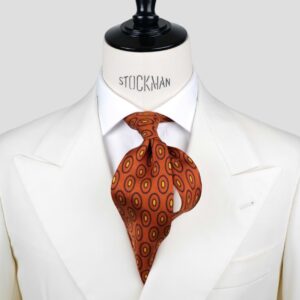 Cravate terracota – Soie imprimée madder – 7 plis artisanale