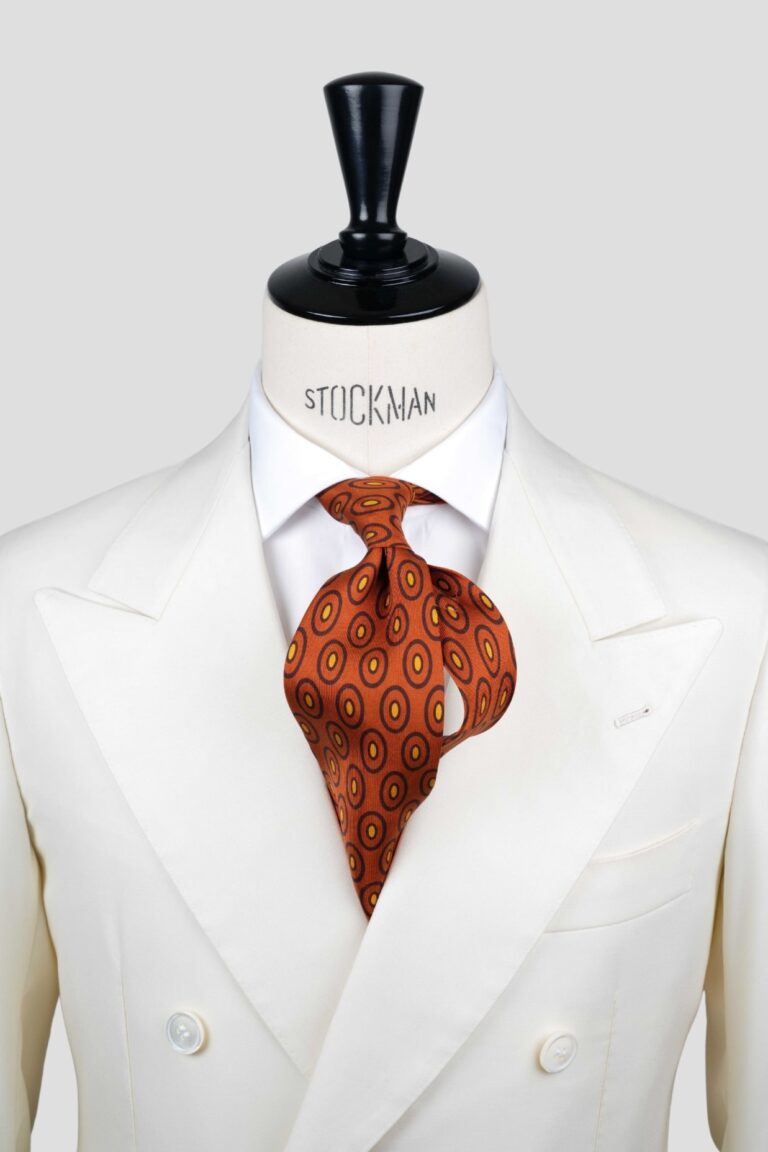 Cravate terracota - Soie imprimée madder - 7 plis artisanale