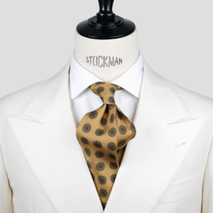 Cravate marron clair – Soie imprimée madder – 7 plis artisanale