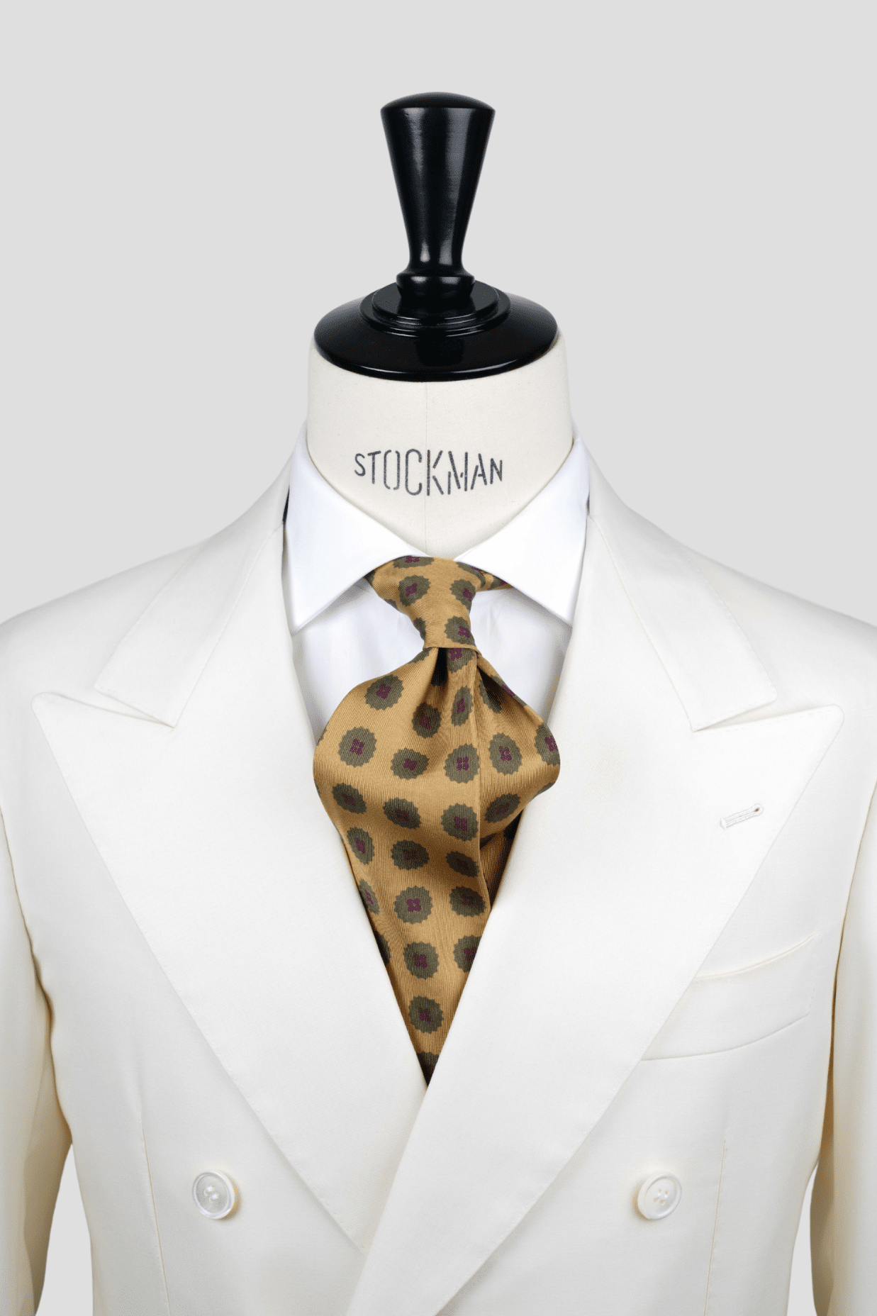 Cravate marron clair - Soie imprimée madder - 7 plis artisanale