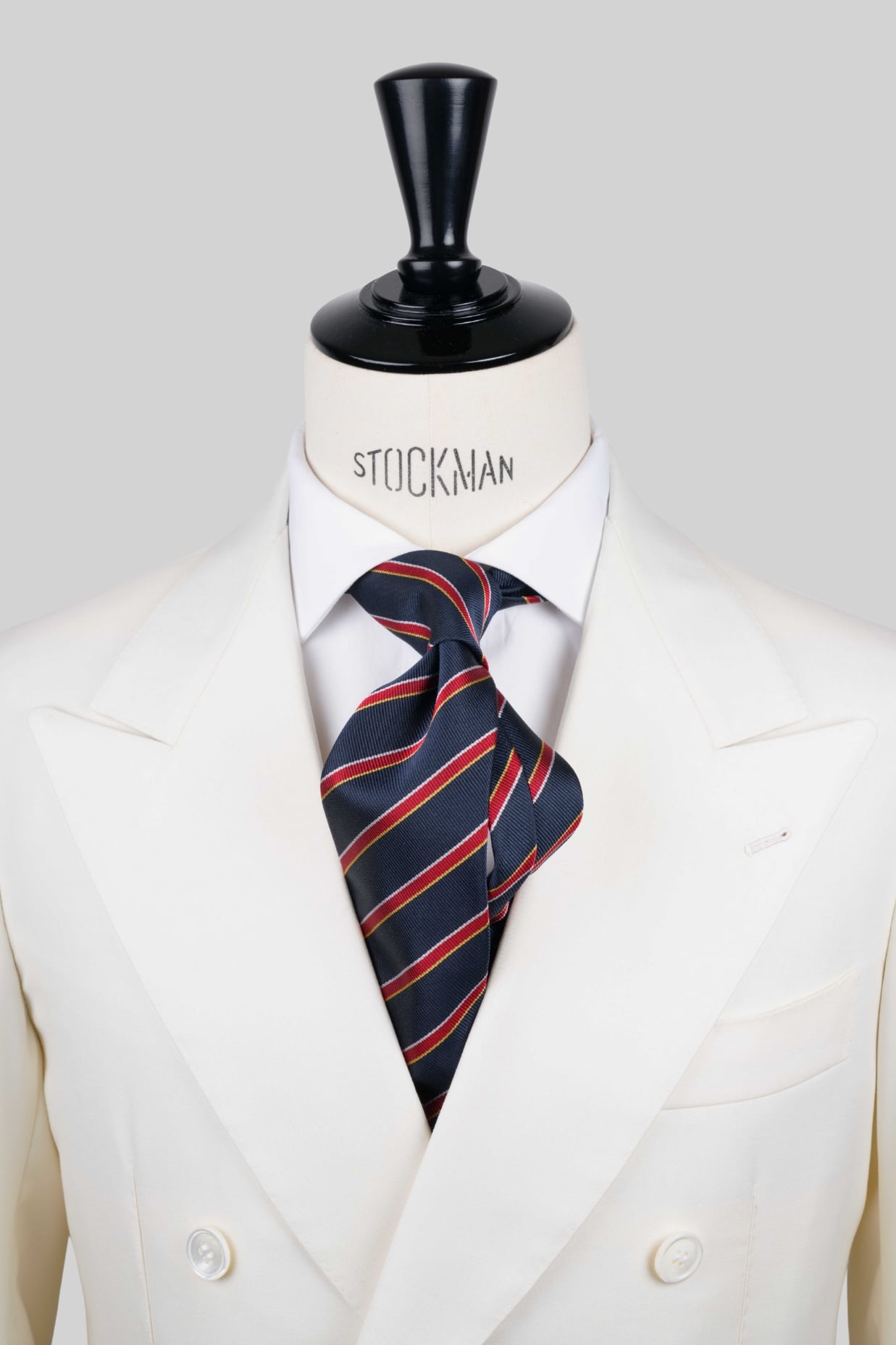 Cravate bleu marine à rayures - Soie tissée 3 plis artisanale