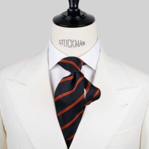 Cravate bleu à rayures – Soie tissée 3 plis artisanale