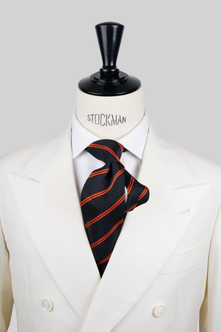 Cravate bleu à rayures - Soie tissée 3 plis artisanale