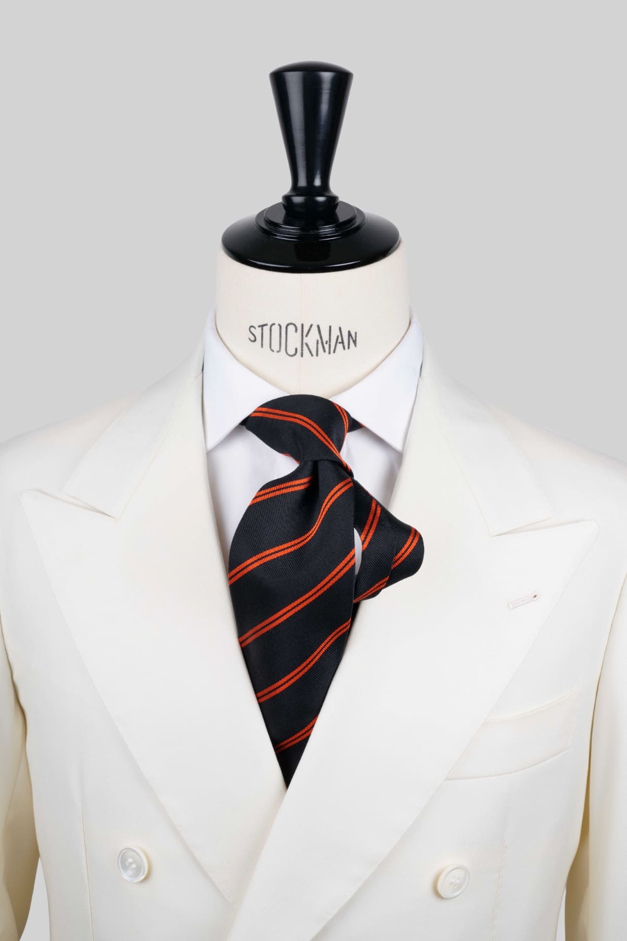 Cravate bleu à rayures - Soie tissée 3 plis artisanale