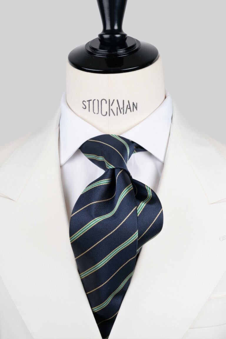 Cravate club bleu - Soie tissée 3 plis artisanale