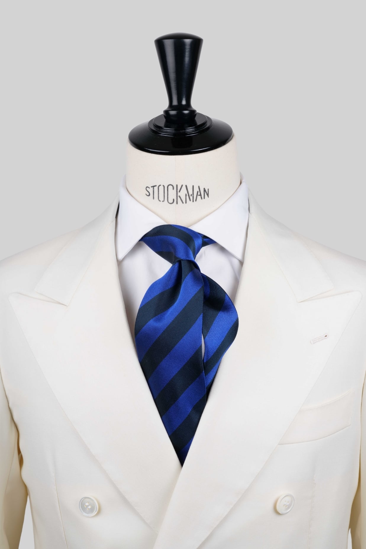 Cravate bleu rayures - Soie tissée 3 plis artisanale