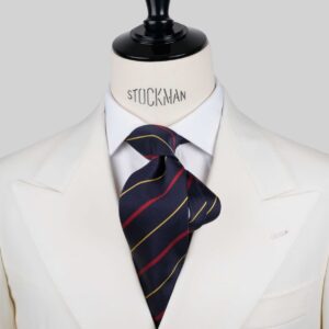 Cravate club bleu navy – Soie tissée 3 plis artisanale