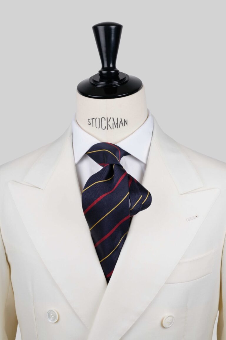 Cravate club bleu navy - Soie tissée 3 plis artisanale