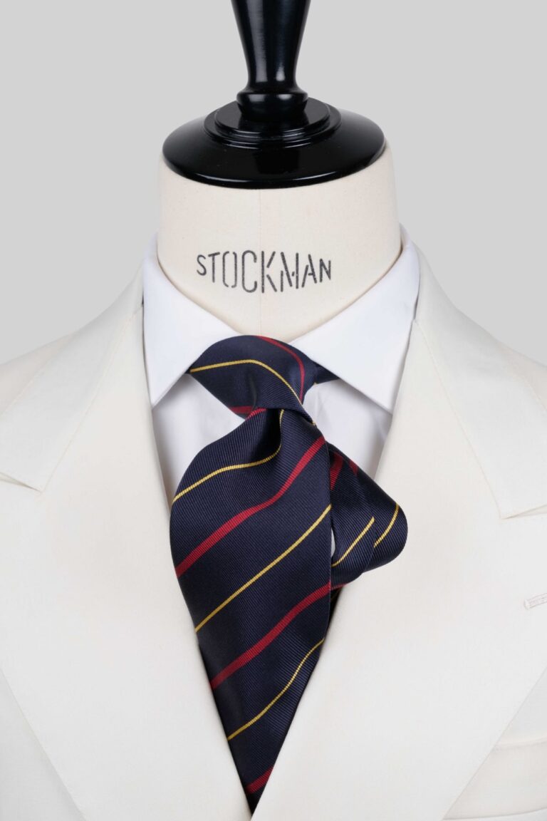 Cravate club bleu navy - Soie tissée 3 plis artisanale